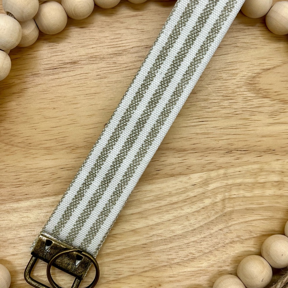 Striped Fabric Wristlet Keychain